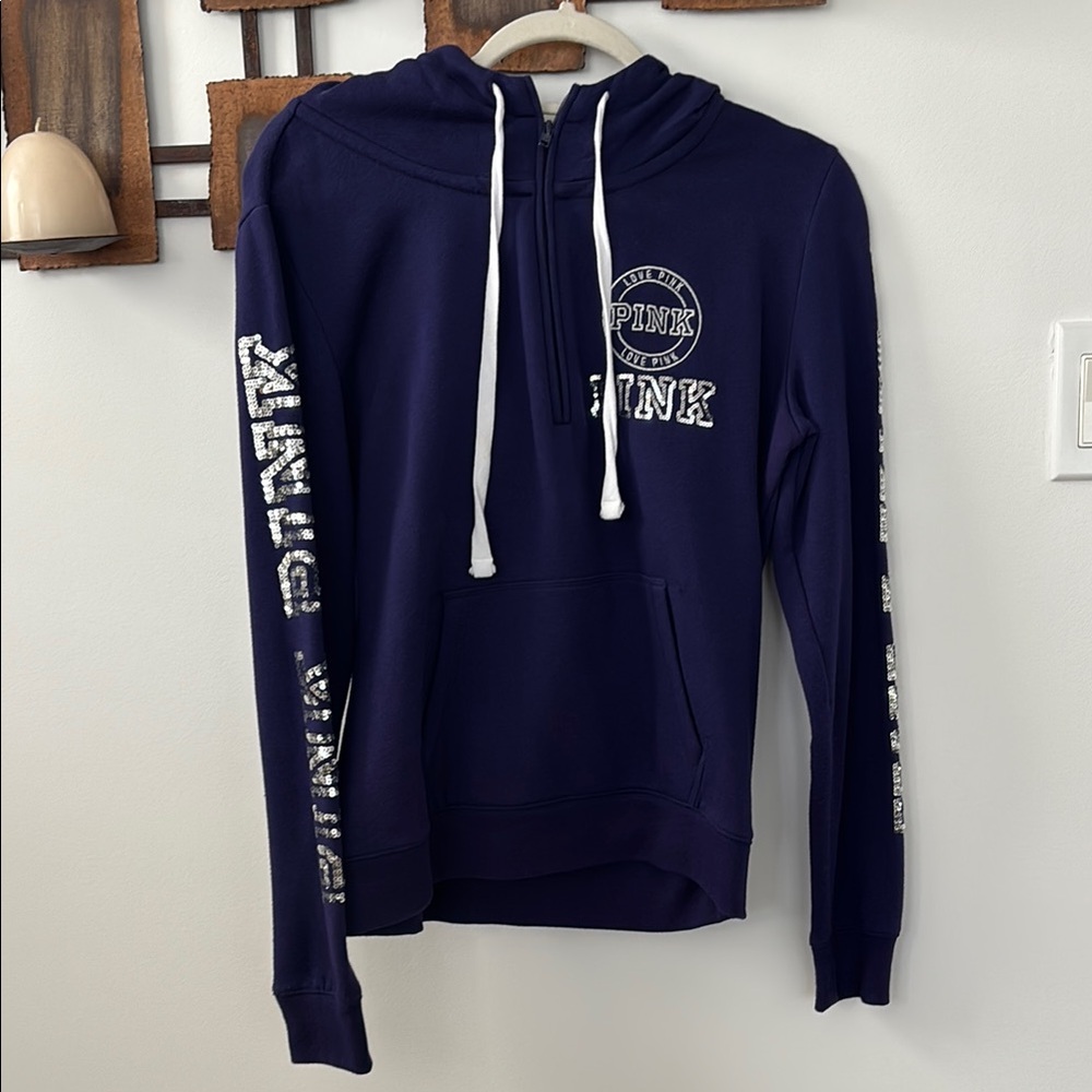 Sparkly PINK Victoria's Secret Purple Athletic Pullover Hoodie